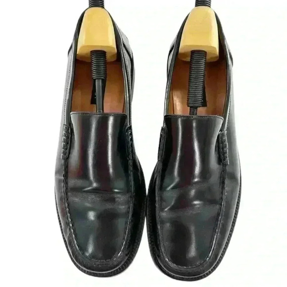Bally raton mens dress shoes size 12 black Italian leather slip on loafers